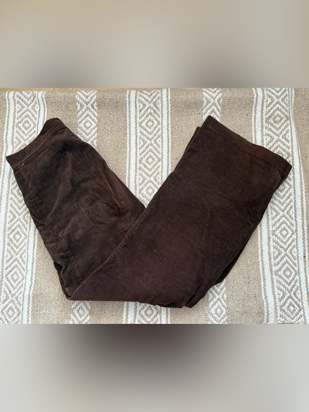 Vintage 70s Chocolate Cords Dark Brown Wide Leg High waisted Corduroy Pants 28”